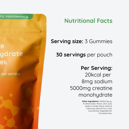 Creatine gummies orange flavor fitness supplement packaging by Nootra