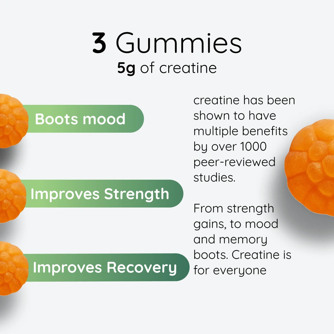Orange flavour creatine gummies sports nutrition supplement by Nootra