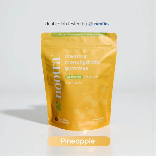 Creatine gummies supplement packaging by Nootra for fitness performance